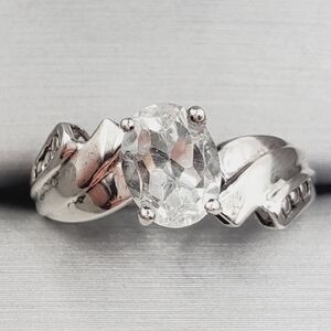 Genuine Oval White Topaz 925 Sterling Silver Design Ring